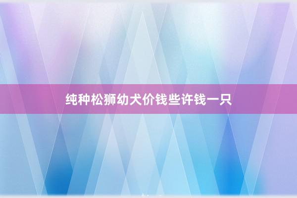 纯种松狮幼犬价钱些许钱一只